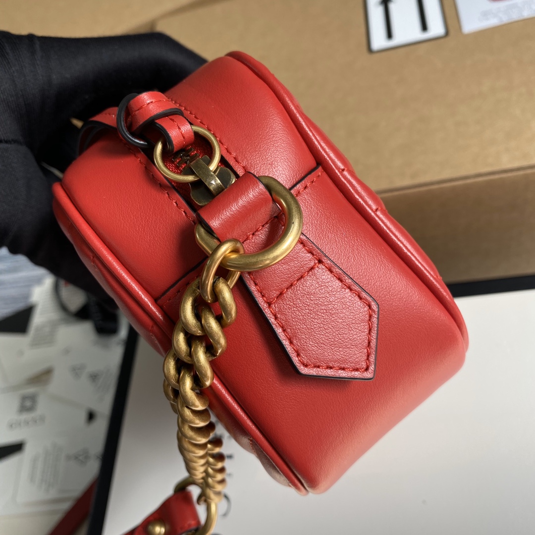 Gucci GG Marmont Matelasse Mini Shoulder Bag 448065 Red